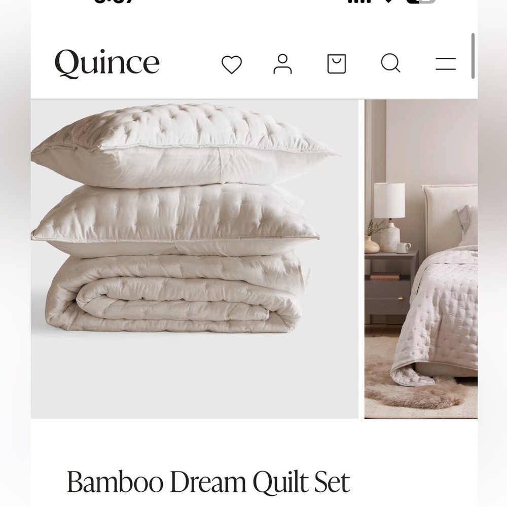 Quince Bamboo Dream Quilt Set in Sand